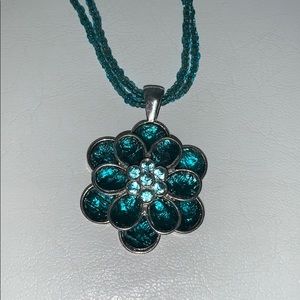 Blue Flower Necklace and Earrings
